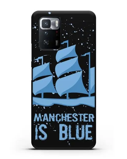 Чехол с рисунком и надписью Manchester is Blue силиконовый для Xiaomi Poco X3 GT