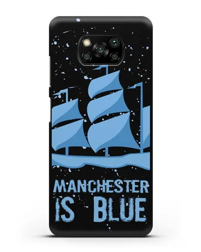 Чехол с рисунком и надписью Manchester is Blue силиконовый для Xiaomi Poco X3 Pro