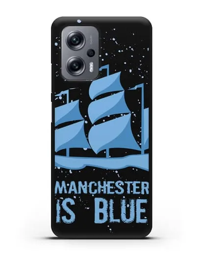 Чехол с рисунком и надписью Manchester is Blue силиконовый для Xiaomi Poco X4 GT