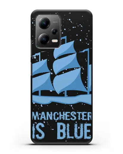 Чехол с рисунком и надписью Manchester is Blue силиконовый для Xiaomi Poco X5