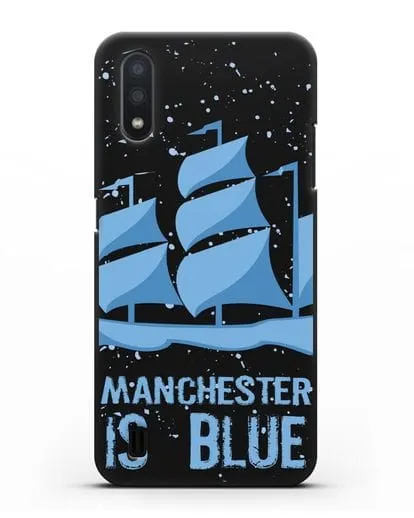 Чехол с рисунком и надписью Manchester is Blue силиконовый для Samsung Galaxy A01 [SM-A015F]