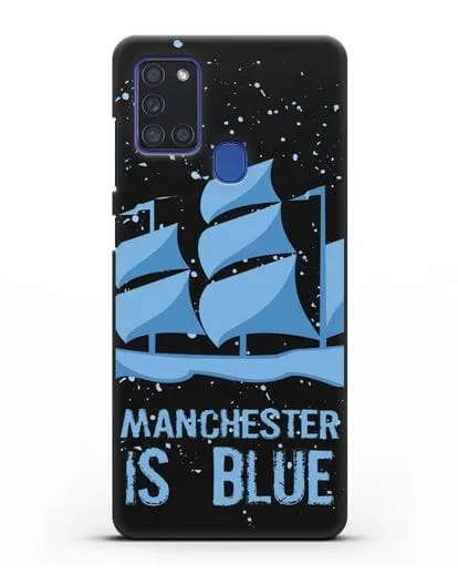 Чехол с рисунком и надписью Manchester is Blue силиконовый для Samsung Galaxy A21s [SM-A217F]