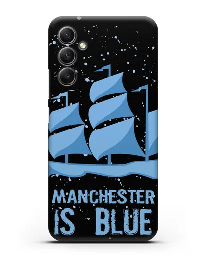 Чехол с рисунком и надписью Manchester is Blue силиконовый для Samsung Galaxy A34 [SM-A346]