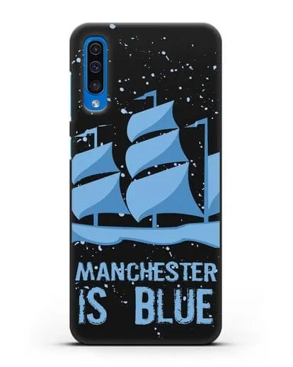 Чехол с рисунком и надписью Manchester is Blue силиконовый для Samsung Galaxy A50