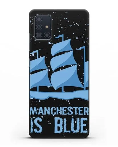 Чехол с рисунком и надписью Manchester is Blue силиконовый для Samsung Galaxy A51 [SM-A515F]