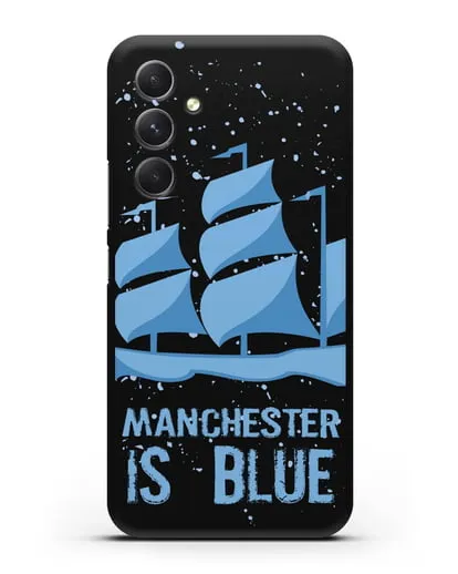 Чехол с рисунком и надписью Manchester is Blue силиконовый для Samsung Galaxy A54 [SM-A536]