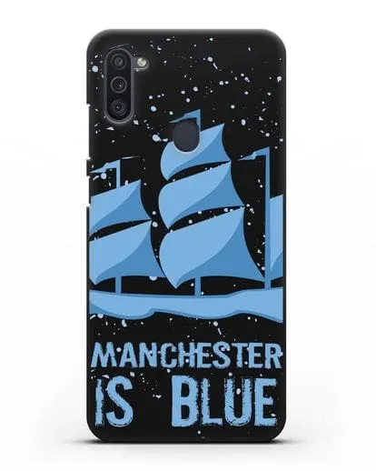 Чехол с рисунком и надписью Manchester is Blue силиконовый для Samsung Galaxy M11 [SM-M115F]