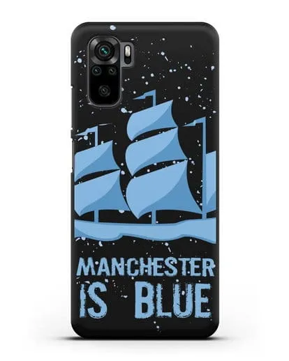 Чехол с рисунком и надписью Manchester is Blue силиконовый для Xiaomi Redmi Note 10