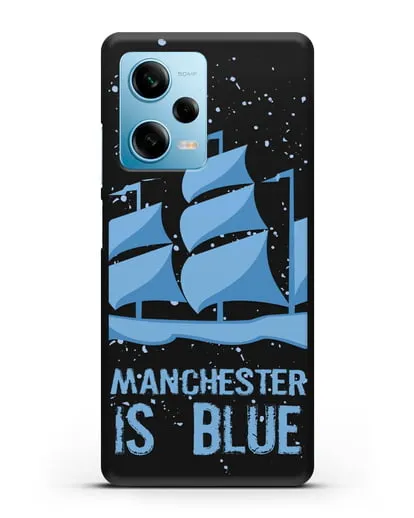 Чехол с рисунком и надписью Manchester is Blue силиконовый для Xiaomi Redmi Note 12 5G