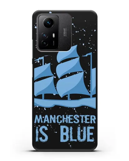 Чехол с рисунком и надписью Manchester is Blue силиконовый для Xiaomi Redmi Note 12S