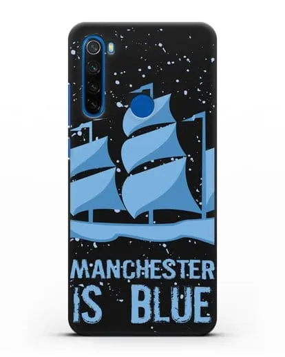 Чехол с рисунком и надписью Manchester is Blue силиконовый для Xiaomi Redmi Note 8