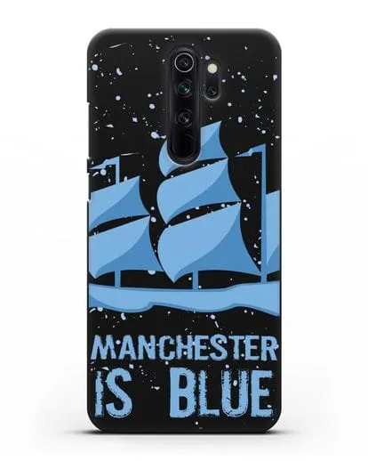 Чехол с рисунком и надписью Manchester is Blue силиконовый для Xiaomi Redmi Note 8 Pro