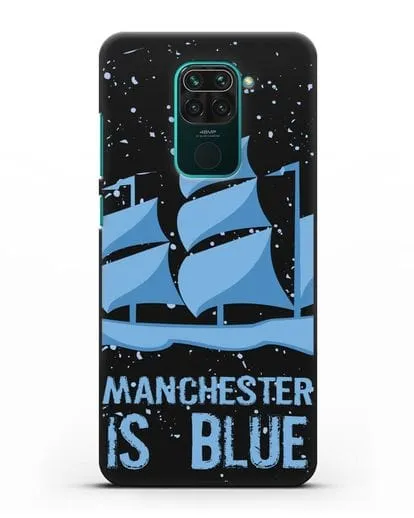 Чехол с рисунком и надписью Manchester is Blue силиконовый для Xiaomi Redmi Note 9