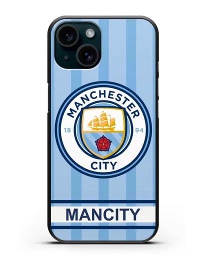 Чехол Манчестер Сити с надписью ManCity силиконовый для iPhone 15