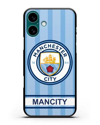 Чехол Манчестер Сити с надписью ManCity силиконовый для iPhone 16 Plus