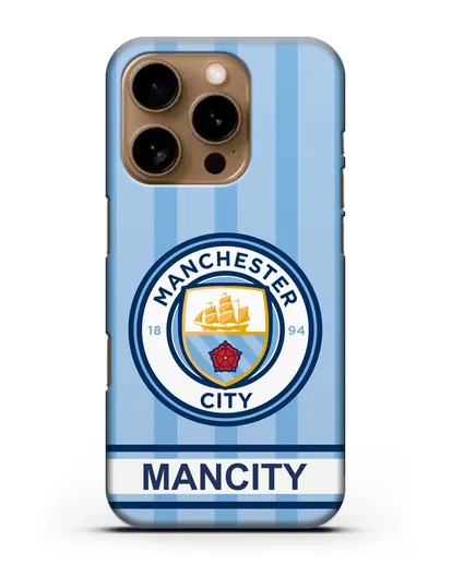 Чехол Манчестер Сити с надписью ManCity силиконовый для iPhone 16 Pro
