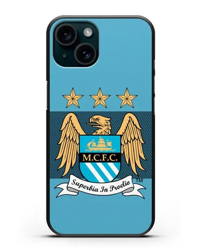 Чехол с эмблемой Manchester City силиконовый для iPhone 15