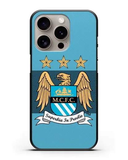 Чехол с эмблемой Manchester City силиконовый для iPhone 15 Pro