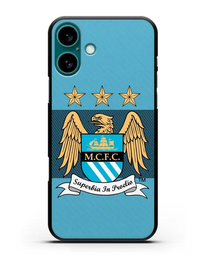 Чехол с эмблемой Manchester City силиконовый для iPhone 16 Plus