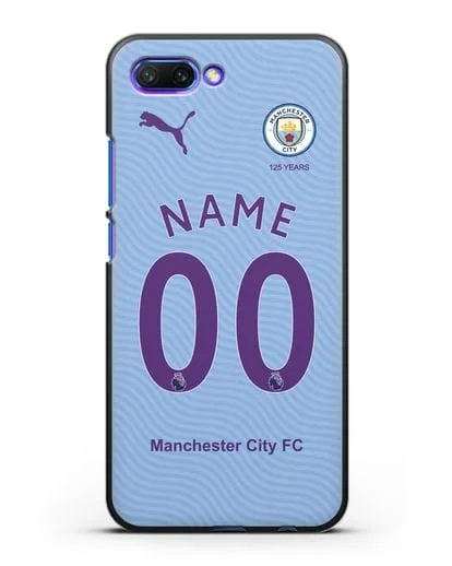 Именной чехол ФК Манчестер Сити с фамилией и номером (сезон 2019-2020) голубая форма силиконовый для Honor 10