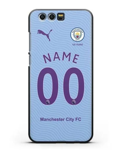 Именной чехол ФК Манчестер Сити с фамилией и номером (сезон 2019-2020) голубая форма силиконовый для Honor 9