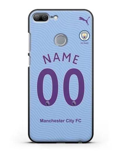 Именной чехол ФК Манчестер Сити с фамилией и номером (сезон 2019-2020) голубая форма силиконовый для Honor 9 Lite