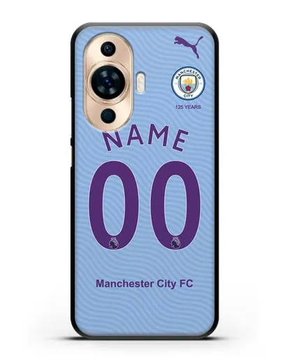 Именной чехол ФК Манчестер Сити с фамилией и номером (сезон 2019-2020) голубая форма силиконовый для Huawei Nova 11