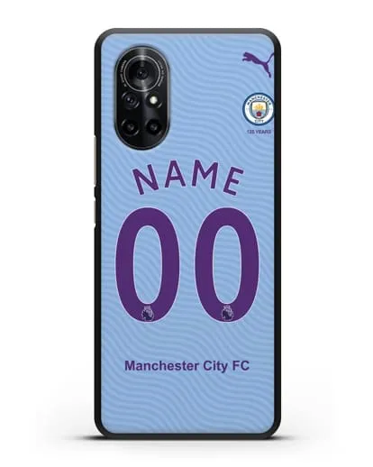Именной чехол ФК Манчестер Сити с фамилией и номером (сезон 2019-2020) голубая форма силиконовый для Huawei Nova 8