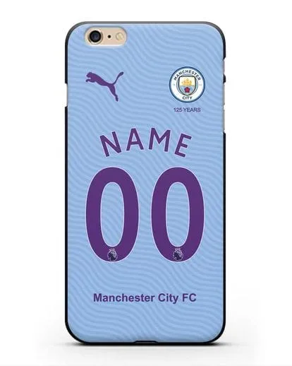 Именной чехол ФК Манчестер Сити с фамилией и номером (сезон 2019-2020) голубая форма силиконовый для iPhone 6s Plus