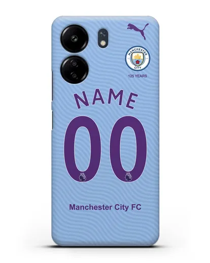 Именной чехол ФК Манчестер Сити с фамилией и номером (сезон 2019-2020) голубая форма силиконовый для Xiaomi Poco C65