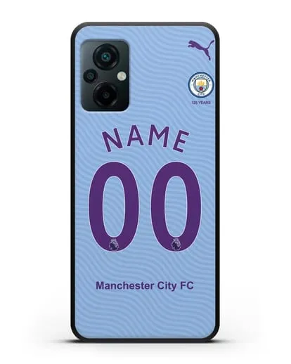 Именной чехол ФК Манчестер Сити с фамилией и номером (сезон 2019-2020) голубая форма силиконовый для Xiaomi Poco M5