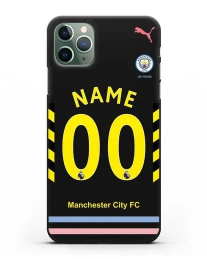 Именной чехол ФК Манчестер Сити с фамилией и номером (сезон 2019-2020) черная форма силиконовый для iPhone 11 Pro Max