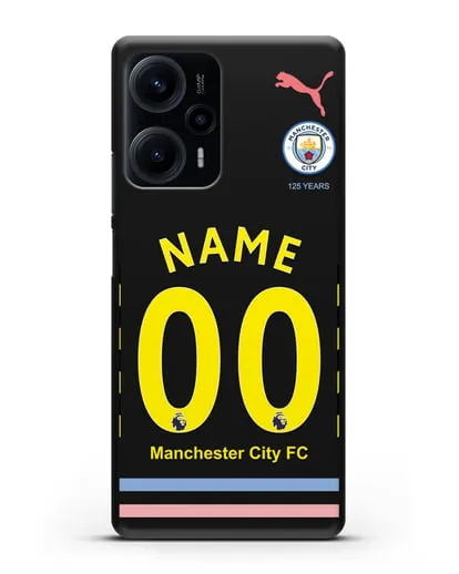 Именной чехол ФК Манчестер Сити с фамилией и номером (сезон 2019-2020) черная форма силиконовый для Xiaomi Poco F5