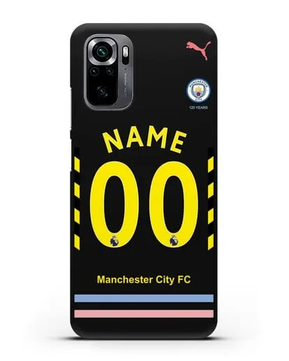 Именной чехол ФК Манчестер Сити с фамилией и номером (сезон 2019-2020) черная форма силиконовый для Xiaomi Poco M5s