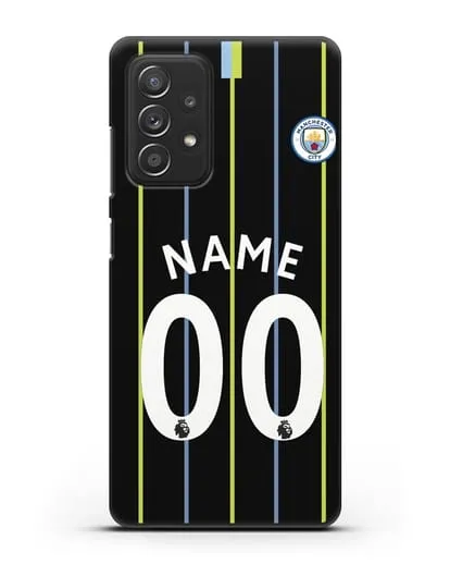 Именной чехол ФК Манчестер Сити с фамилией и номером (сезон 2018-2019) черная форма силиконовый для Samsung Galaxy A53