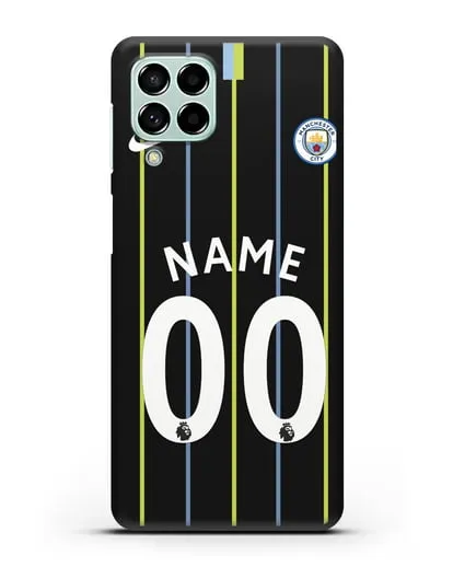 Именной чехол ФК Манчестер Сити с фамилией и номером (сезон 2018-2019) черная форма силиконовый для Samsung Galaxy M53 [SM-M536]