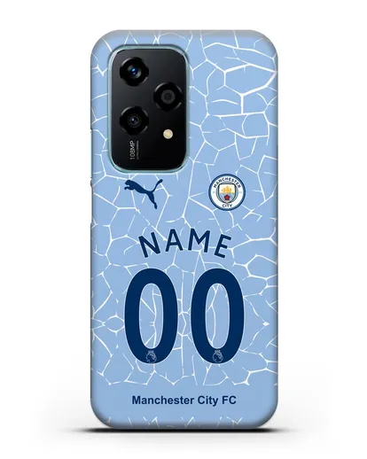 Именной чехол ФК Манчестер Сити с фамилией и номером (сезон 2020-2021) домашняя форма силиконовый для Honor 200 Lite