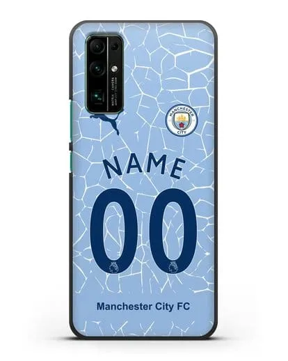 Именной чехол ФК Манчестер Сити с фамилией и номером (сезон 2020-2021) домашняя форма силиконовый для Honor 30