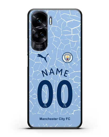 Именной чехол ФК Манчестер Сити с фамилией и номером (сезон 2020-2021) домашняя форма силиконовый для Honor 90 Lite