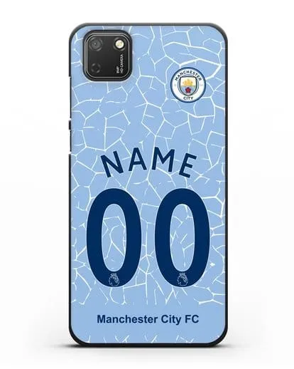Именной чехол ФК Манчестер Сити с фамилией и номером (сезон 2020-2021) домашняя форма силиконовый для Honor 9S