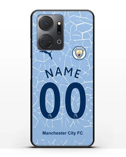 Именной чехол ФК Манчестер Сити с фамилией и номером (сезон 2020-2021) домашняя форма силиконовый для Honor X7a