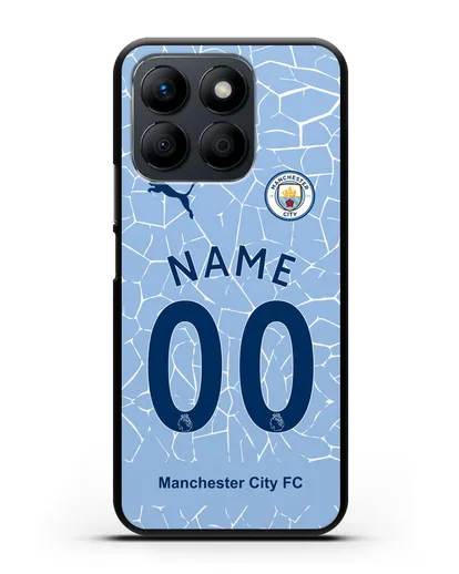 Именной чехол ФК Манчестер Сити с фамилией и номером (сезон 2020-2021) домашняя форма силиконовый для Honor X8b
