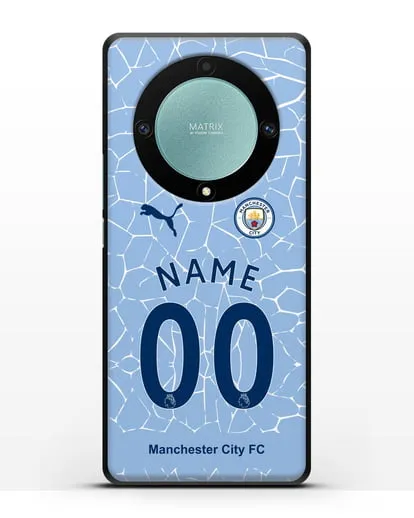 Именной чехол ФК Манчестер Сити с фамилией и номером (сезон 2020-2021) домашняя форма силиконовый для Honor X9a