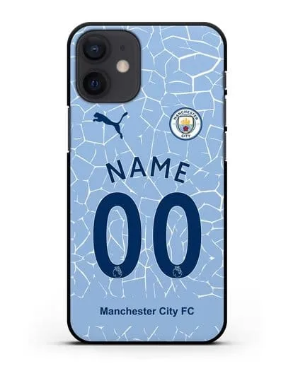 Именной чехол ФК Манчестер Сити с фамилией и номером (сезон 2020-2021) домашняя форма силиконовый для iPhone 12 mini