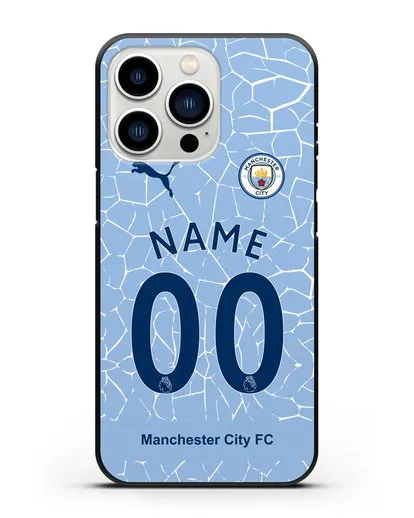Именной чехол ФК Манчестер Сити с фамилией и номером (сезон 2020-2021) домашняя форма силиконовый для iPhone 13 Pro