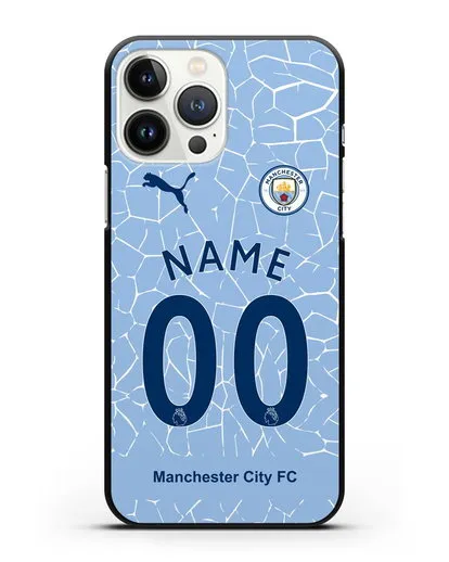 Именной чехол ФК Манчестер Сити с фамилией и номером (сезон 2020-2021) домашняя форма силиконовый для iPhone 13 Pro Max