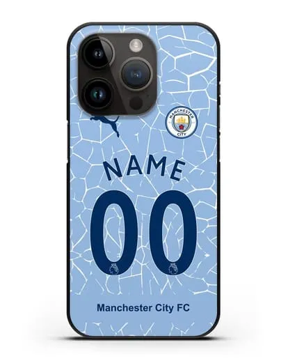 Именной чехол ФК Манчестер Сити с фамилией и номером (сезон 2020-2021) домашняя форма силиконовый для iPhone 14 Pro