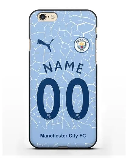 Именной чехол ФК Манчестер Сити с фамилией и номером (сезон 2020-2021) домашняя форма силиконовый для iPhone 6