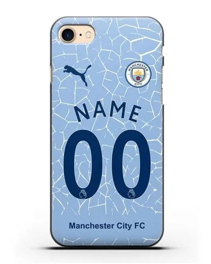 Именной чехол ФК Манчестер Сити с фамилией и номером (сезон 2020-2021) домашняя форма силиконовый для iPhone 7