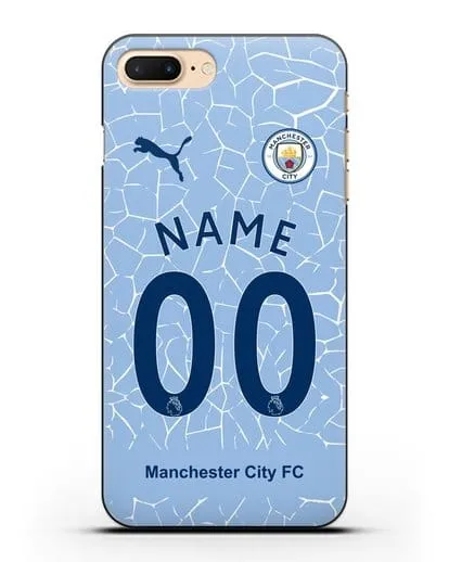 Именной чехол ФК Манчестер Сити с фамилией и номером (сезон 2020-2021) домашняя форма силиконовый для iPhone 8 Plus